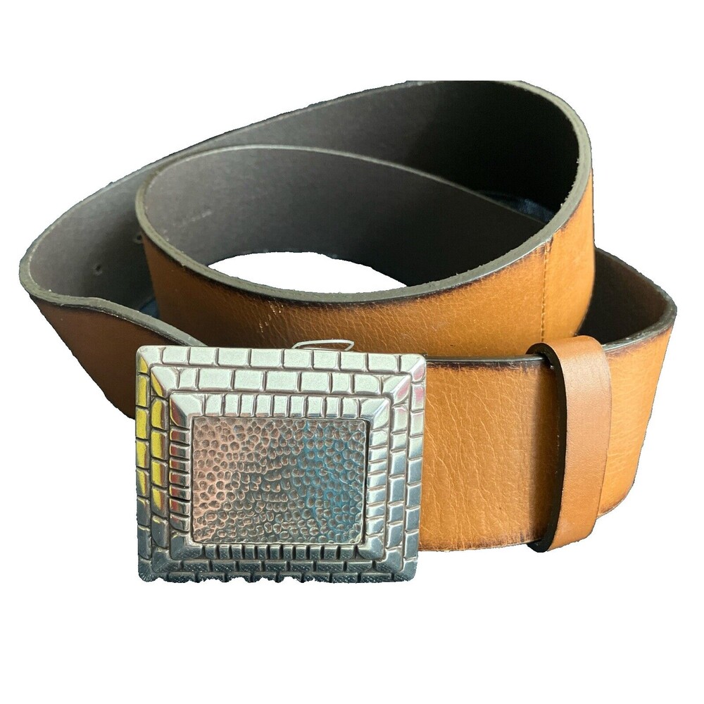 NWT Chico’s Leather Belt Women’s S Brick & Hammered Buckle Boho Western Country